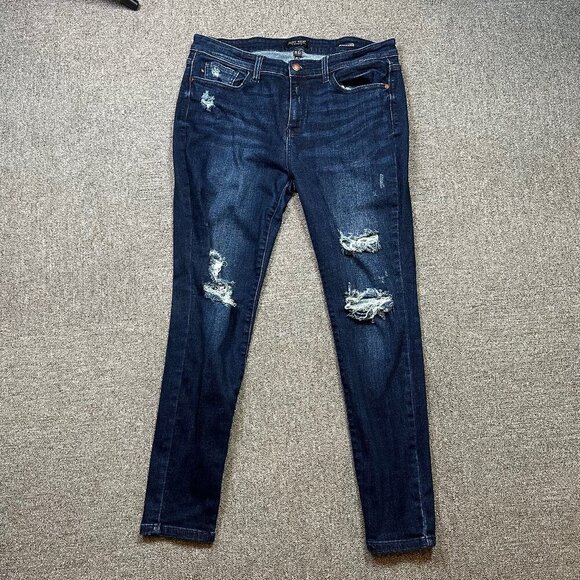 Judy Blue Distressed Medium Blue Denim Jeans Skinny Fit Womens Size 15 / 32 - Picture 1 of 6
